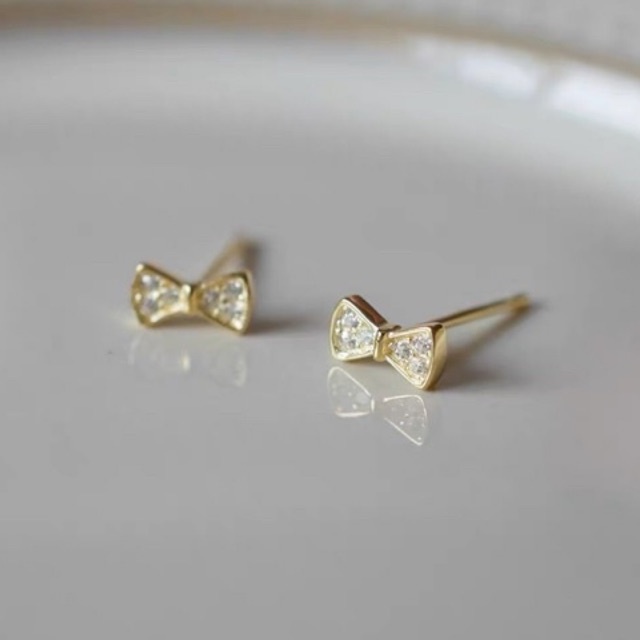 bông tai hình chiếc nơ xinh xắn chui bạc s925