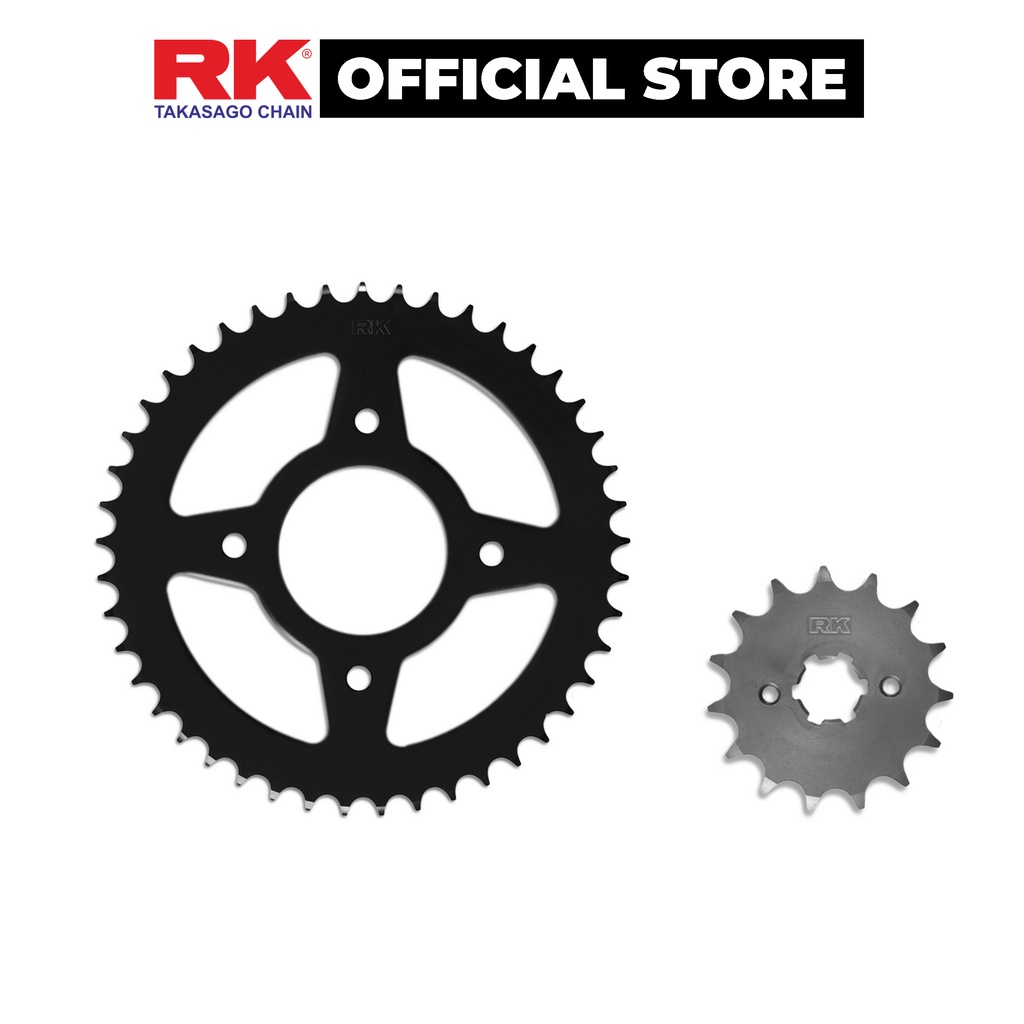 Nhông Dĩa RK Takasago chain cho xe phân khối lớn Kawasaki W175 SE, chất liệu: Thép mạ màu đen, độ dày Nhông Dĩa: 428