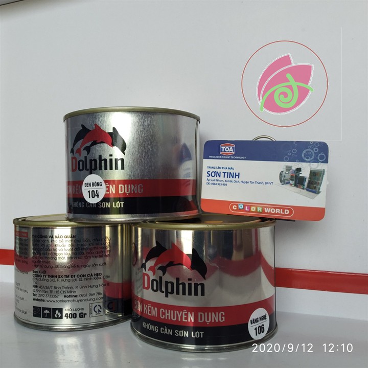 Sơn sắt mạ Kẽm Dolphin Nhiều màu (3 trong 1)- lon 400gr