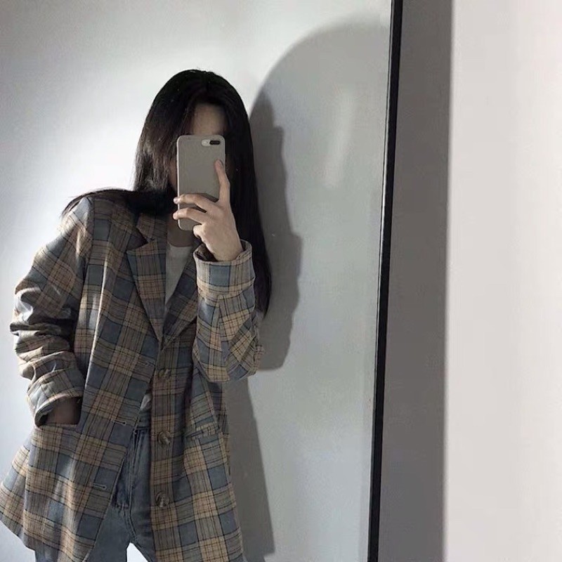 Áo khoác Vest Blazer kẻ caro phong cách Hàn Quốc cho cô nàng công sở kèm ảnh thật feedback