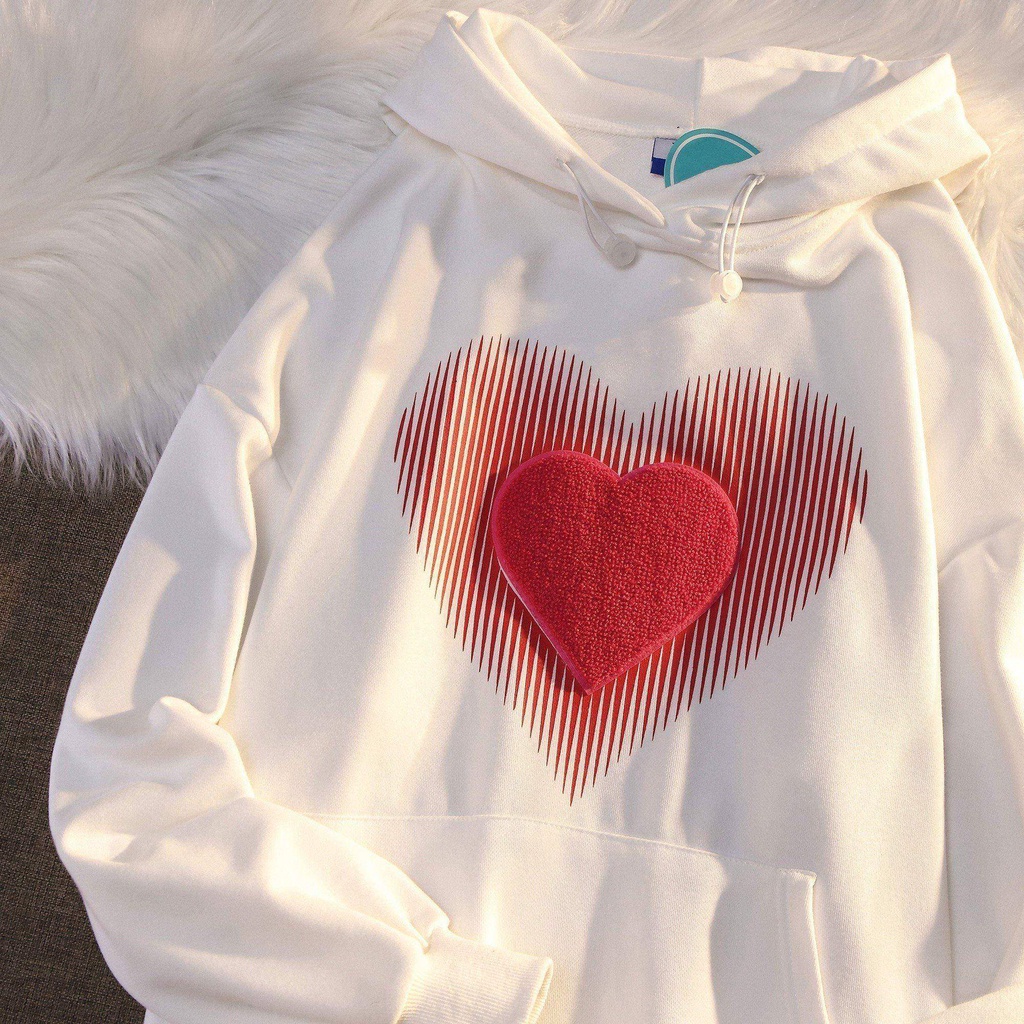 Áo khoác Sweater thêu hình trái tim phong cách vintage ngọt ngào
