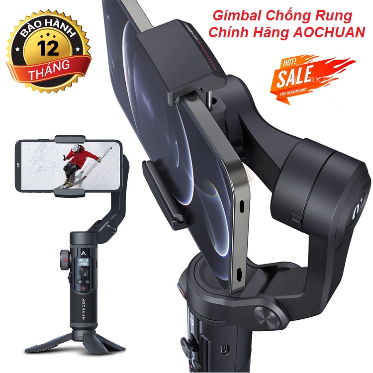 Gimbal Chống Rung Tuyệt Đối Smart XR, Chính Hãng AOCHUAN, Tay Cầm Có 3 Trục Hỗ Trợ Quay Video Chụp Ảnh, Vlog, Livestream