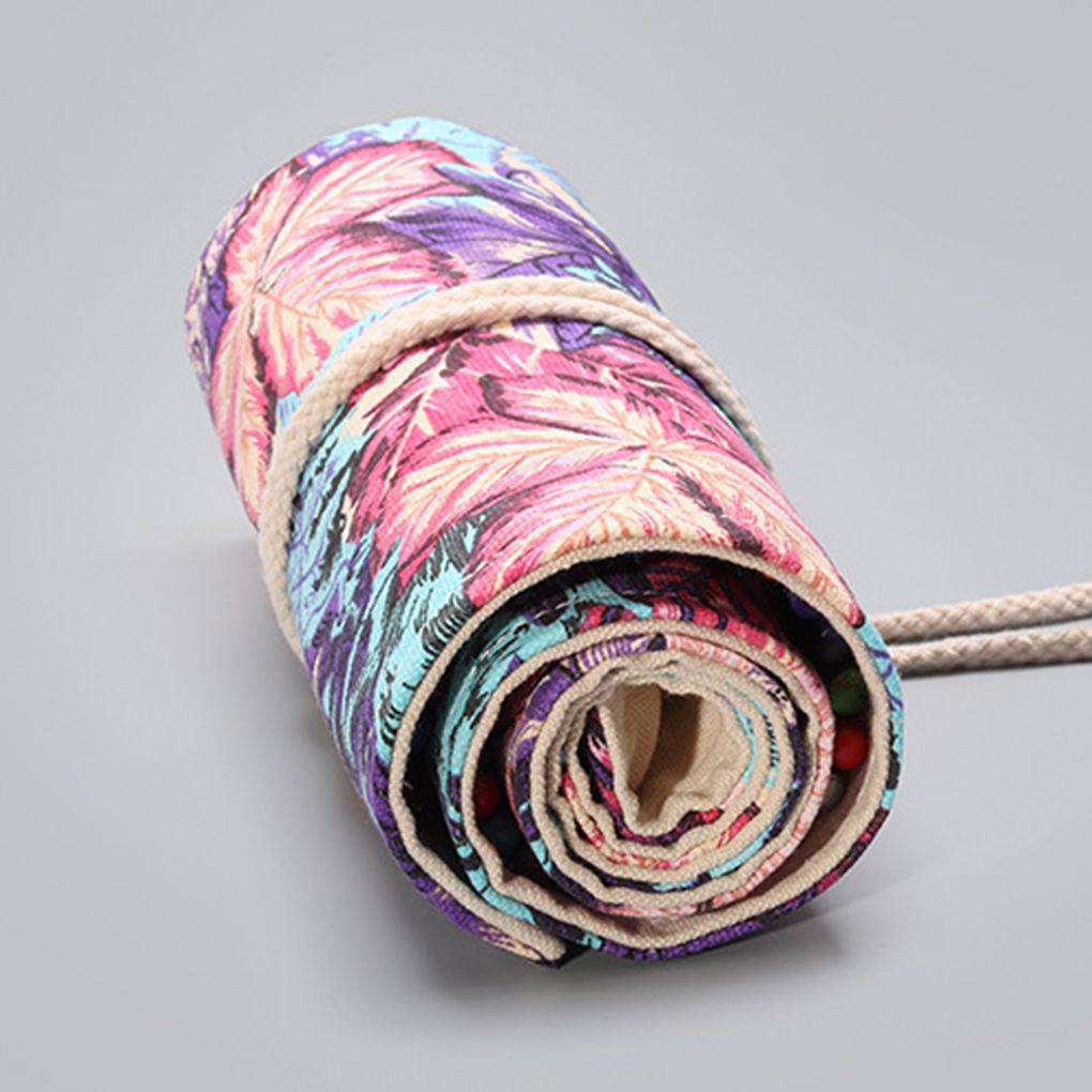 Túi Cuộn Đựng Bút Chì 12-72 Lỗ Họa Tiết Lá Phong Nhiều Màu Sắc
