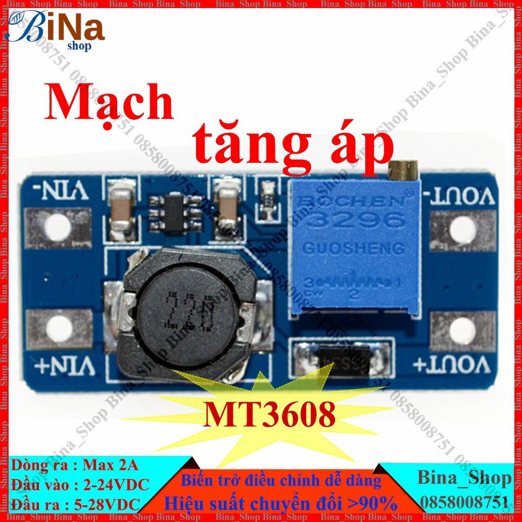 Mạch tăng áp DC 2A MT3608 tăng từ 2v lên 28v