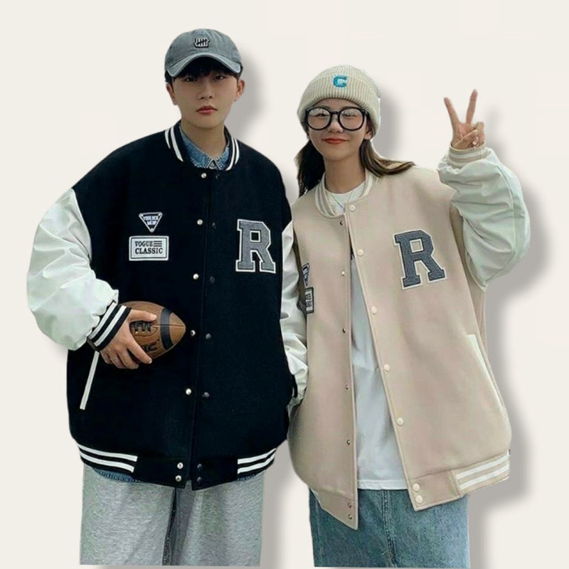 Áo Khoác Bomber Unisex Nam Nữ Cúc Bấm Chữ R Lên Form Siêu Đẹp  - ĐĂNG QUANG FASHION