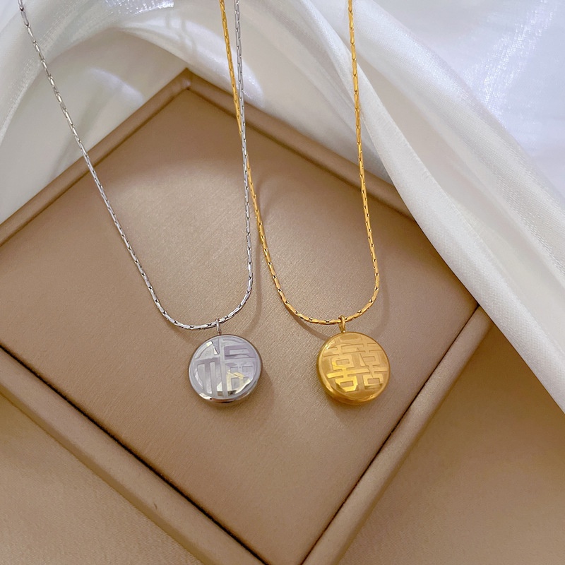 Vòng cổ Hai Mặt Bằng Thép Không Gỉ Mạ Vàng 18K Thời Trang Không Gây Dị Ứng