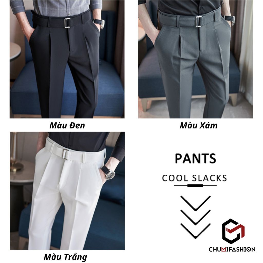 quần tây nam chumi quần âu nam cao cấp tôn dáng phong cách hàn quốc không nhăn không bai xù QD334