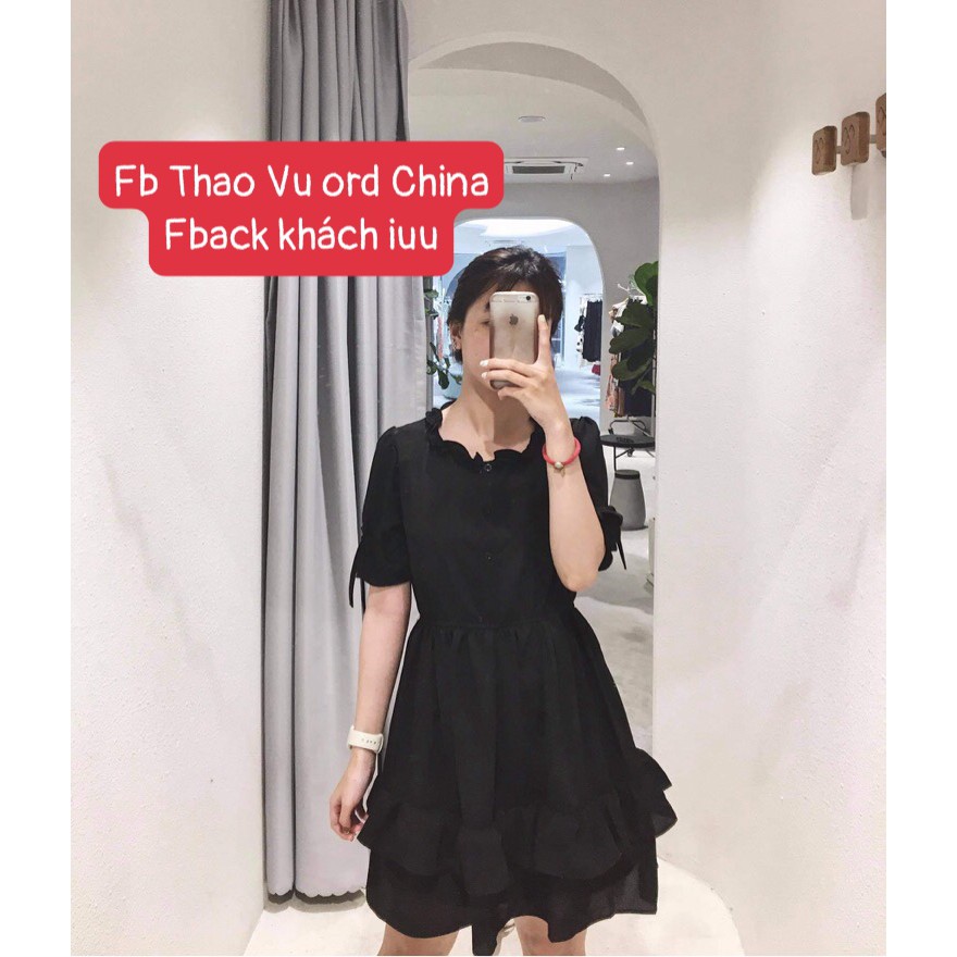 Váy Đầm Tiểu Thư 2 Màu Đen & Đỏ ⚡️ẢNH THẬT⚡️ Đầm Nữ Chất Cotton Cực mát, Dáng Xinh