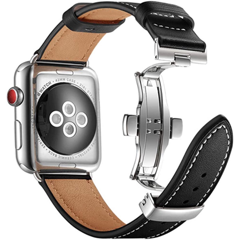Dây Đeo Da Thay Thế Có Khóa 45mm 44mm 42mm 40mm Cho Đồng Hồ Thông Minh Iwatch series 7 45mm 44mm