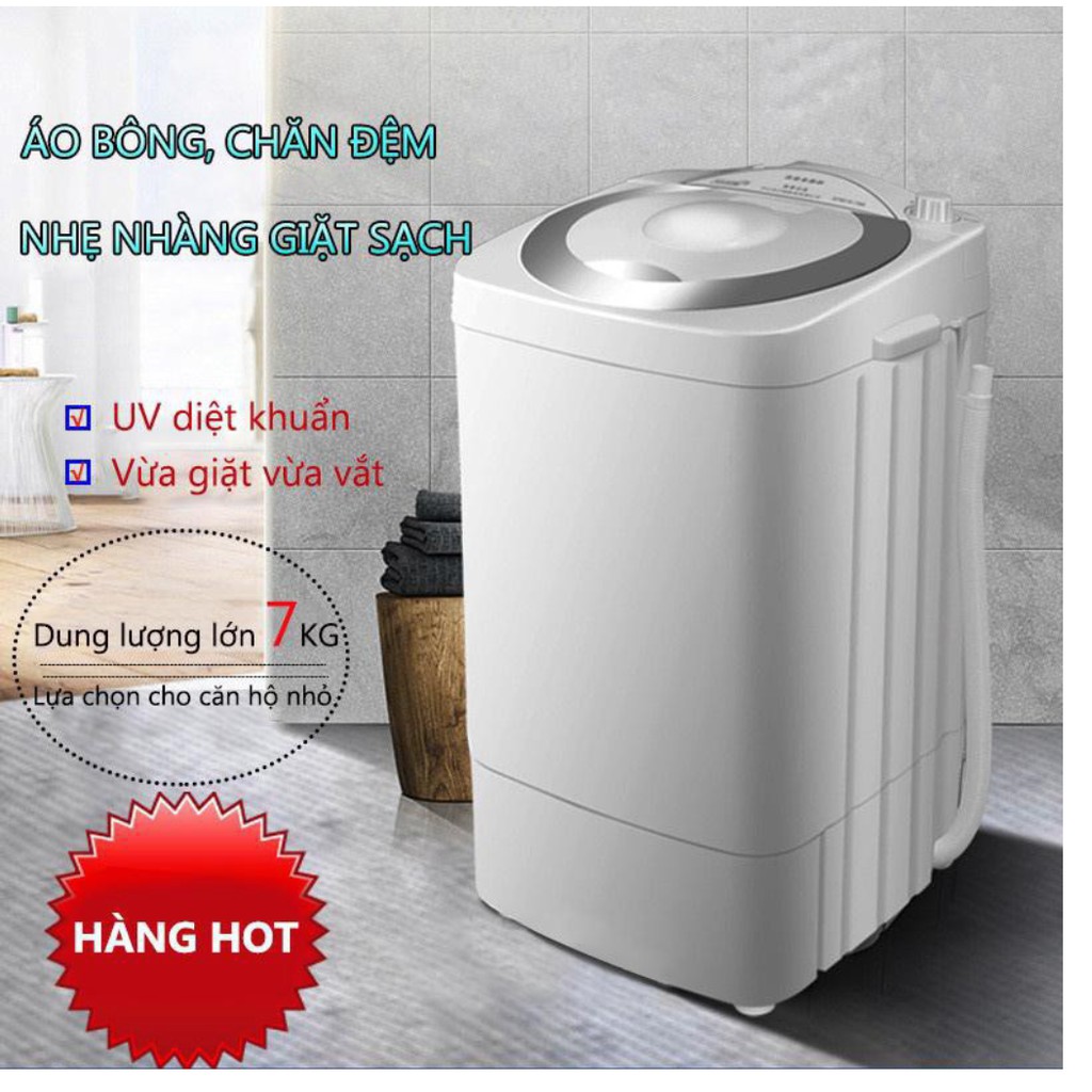 Máy giặt mini 7kg có tia UV diệt khuẩn, tiết kiệm điện nước, bán tự động - Cao cấp