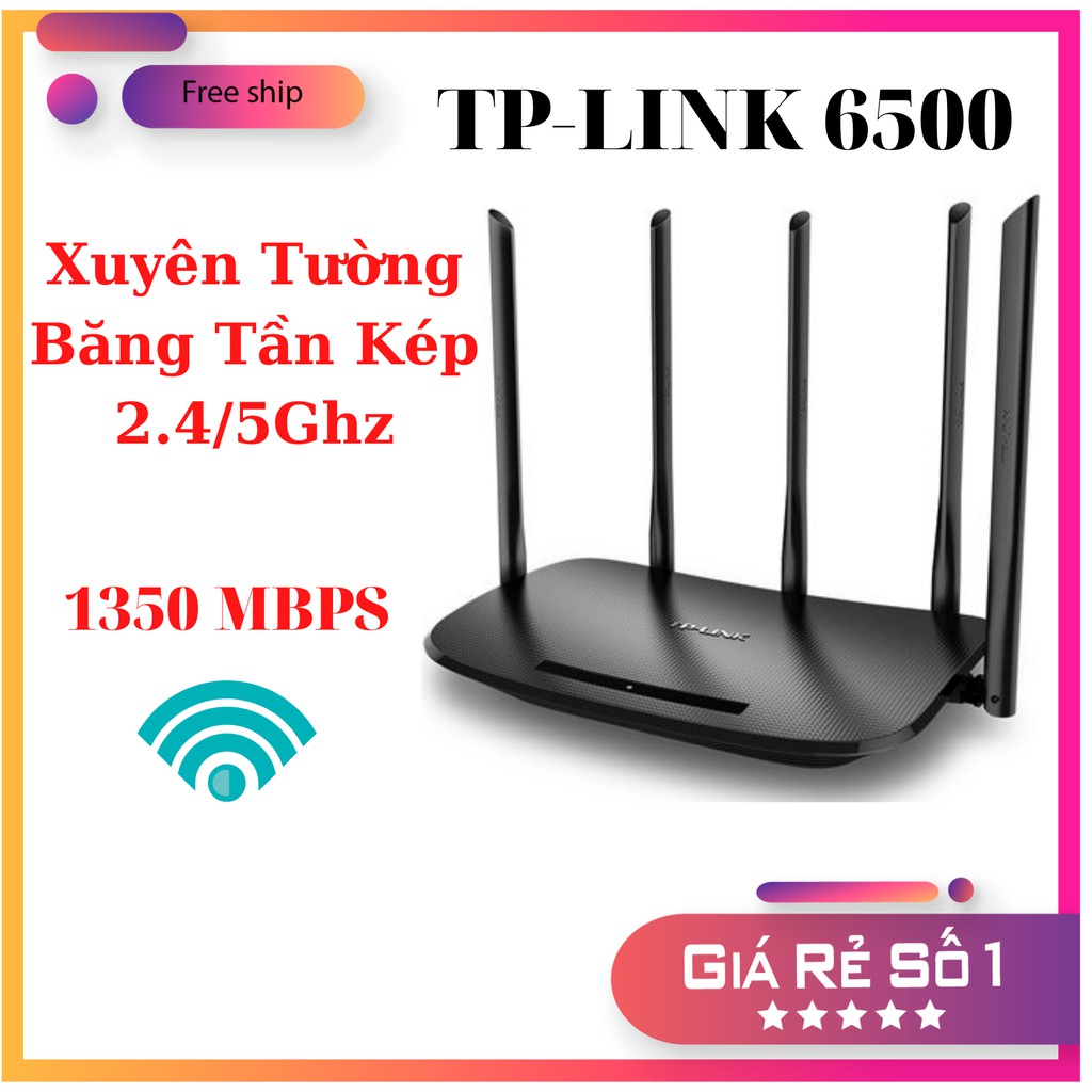 Bộ phát wifi TPLINK 6500 5 râu sóng xuyên tường AC 1350 Mbps, modem wifi router wifi - Hàng Like New 95%