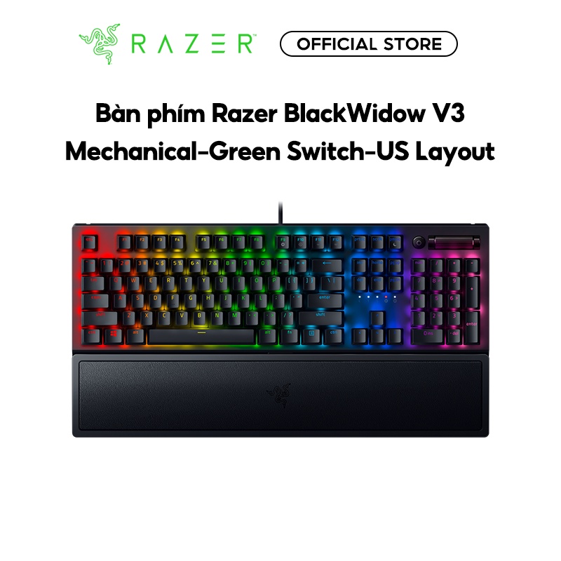 Bàn phím Razer BlackWidow V3 Mechanical | Green Switch-US Layout | Bảo hành 2 năm