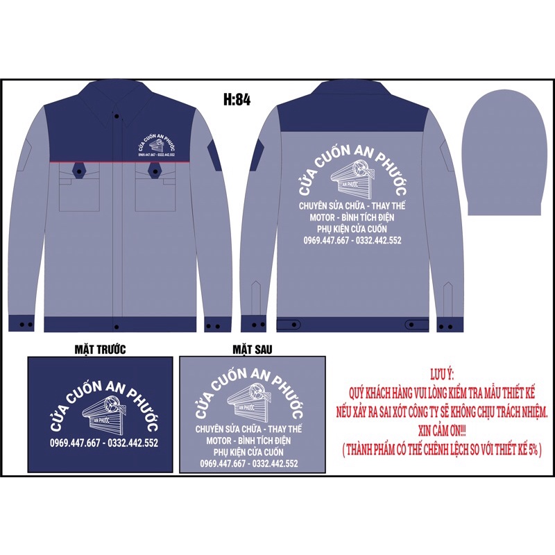 Bộ quần áo bảo hộ lao động, áo công nhân, kĩ thuật công trình HD14