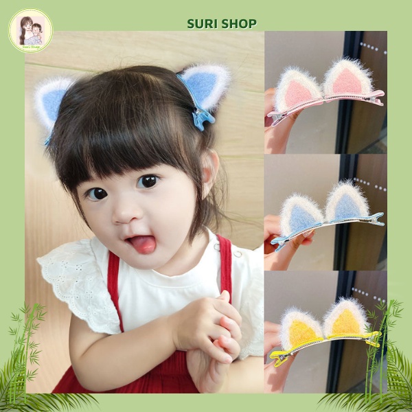 Set 2 kẹp tóc hình tai mèo xinh đẹp, kẹp tóc dễ thương cho bé cu te