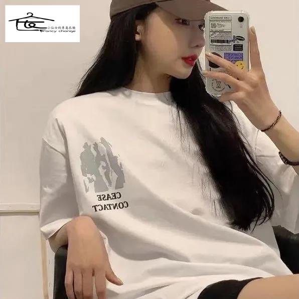 Áo Thun Nữ Ngắn Tay In Chữ Phong Cách Mới Mùa Hè 2022