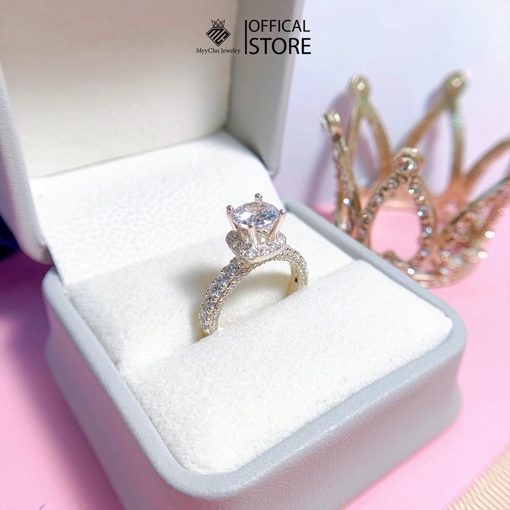 Nhẫn đá cao 4 chấu sang chảnh, chất liệu bạc cao cấp - MyyChu Jewelry