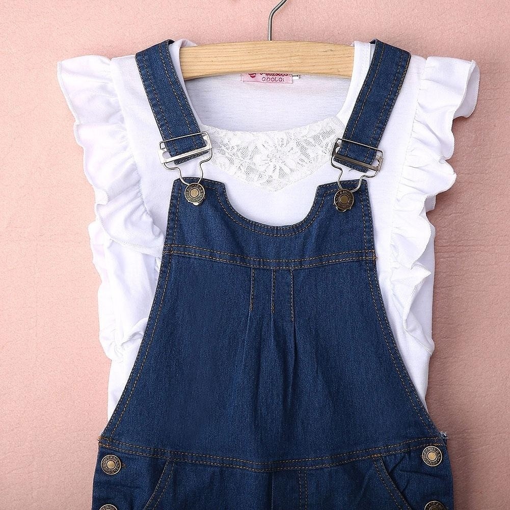 ღ♛ღ2PC New baby girls Summer Top+ pants Set Clothes T shirt Jeans casual suit