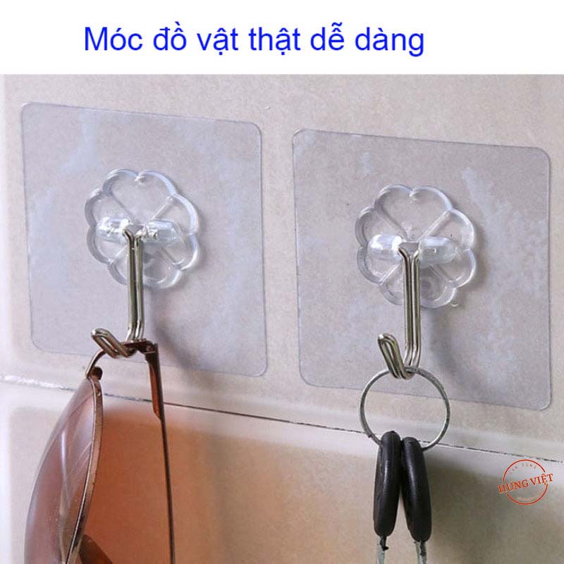 Móc dán tường trong suốt, chịu lực, dán chắc chắn kích thước 6x6 cm [MÓC 1]