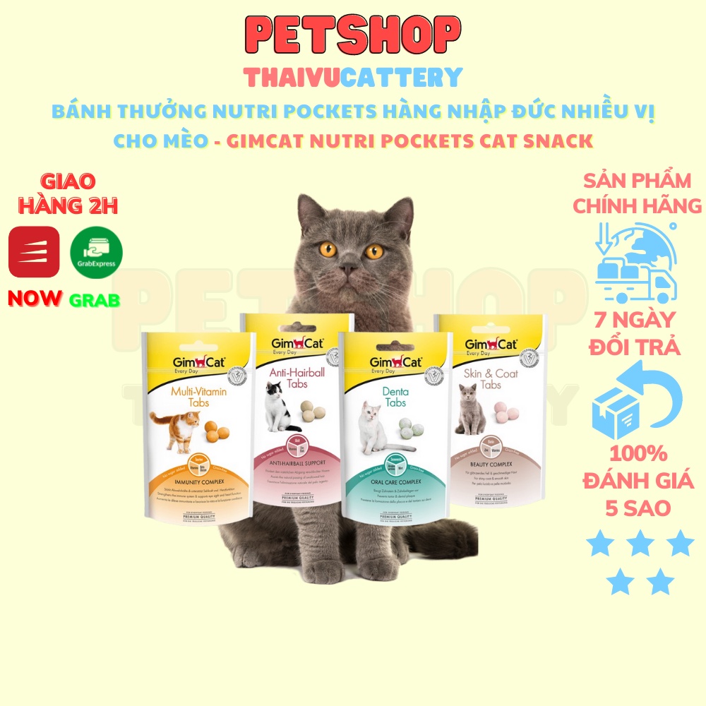 40,60g - Bánh thưởng Nutri Pockets hàng nhập Đức nhiều vị cho Mèo - GimCat Nutri Pockets cat snack (60g)