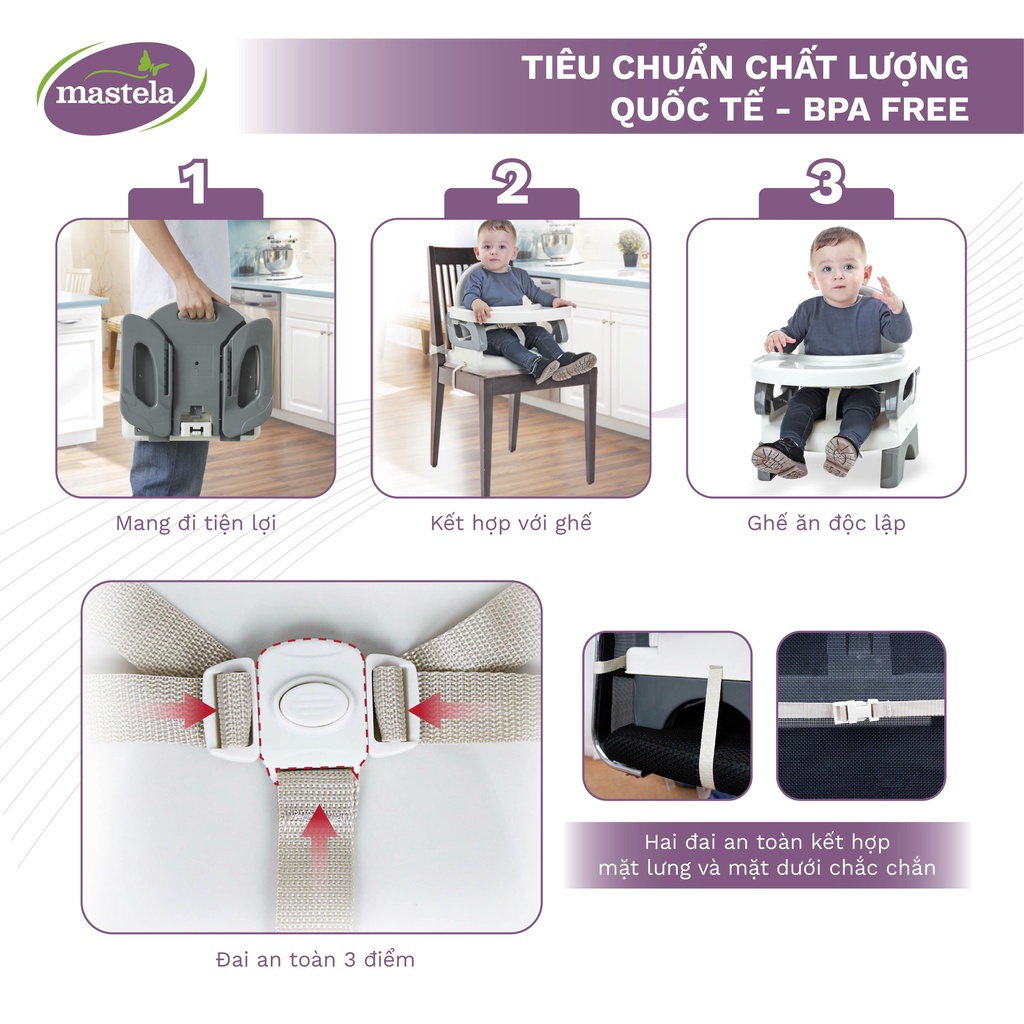 Ghế ngồi ăn bằng nhựa, có thể nâng hạ độ cao Mastela 7330/7331 - Dành cho bé từ 6 tháng tuổi