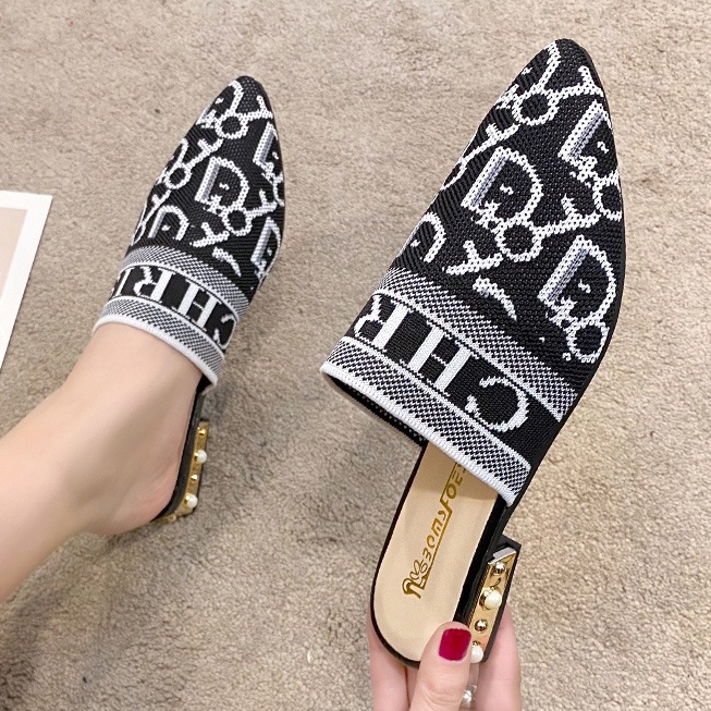 Giày lười mũi nhọn họa tiết Graffiti thời trang cho nữ Size 35-40