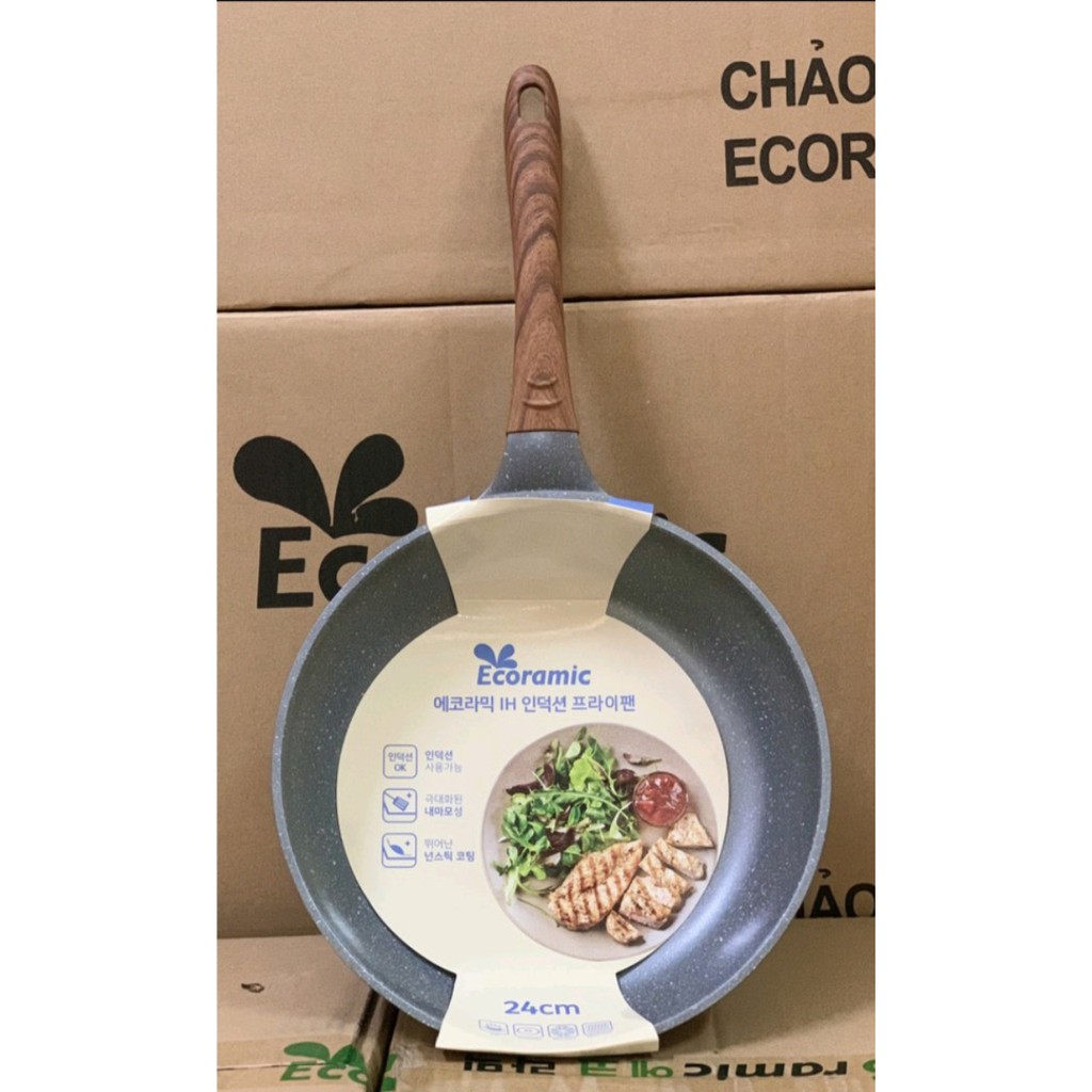 Chảo Đức Vân Đá Sâu Lòng Ecoramic Size 22-24-26-28-32 Cm Đáy Từ.