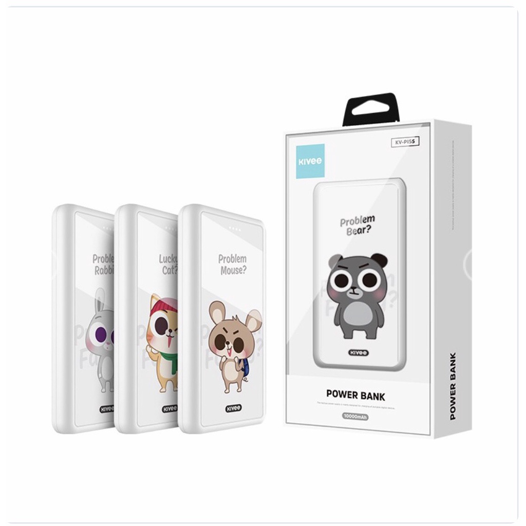 Pin dự phòng dễ thương hình Gấu, mèo,chuột,10000mAh cáo gòn nhẹ dễ sữ dụng dài dung.