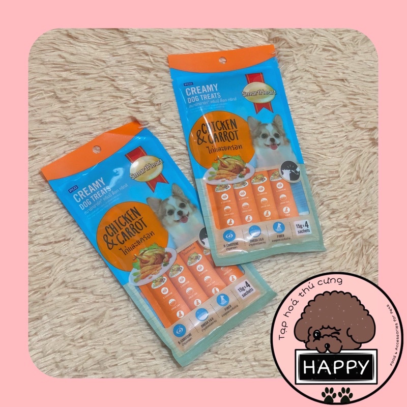 [4 vị] Súp thưởng SmartHeart Creamy cho cún / Banh thưởng dạng kem cho chó [Ảnh thật] [Có sẵn] - Tạp Hoá Thú Cưng Happy