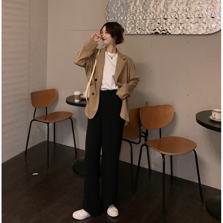 Áo Blazer Trơn 1 Lớp Phong Cách Hàn Quốc Trẻ Trung