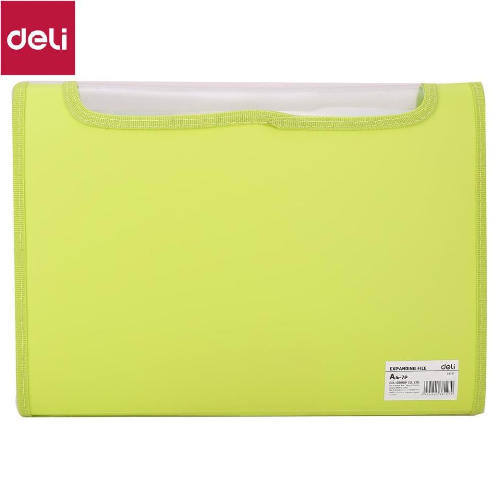 Cặp tài liệu A4 7P Deli, Xanh, xanh lá, đỏ, cam - 1 cái E38127 [Deli]