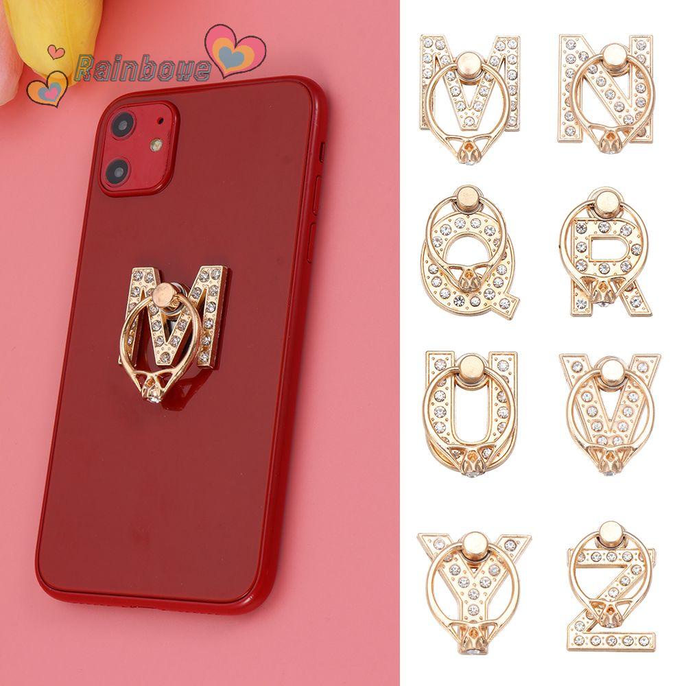 Giá Đỡ Điện Thoại Dạng Nhẫn Đeo Tay Xoay 360 Độ Hình Chữ Cái Màu Cầu Vồng Siêu Mỏng Đa Năng