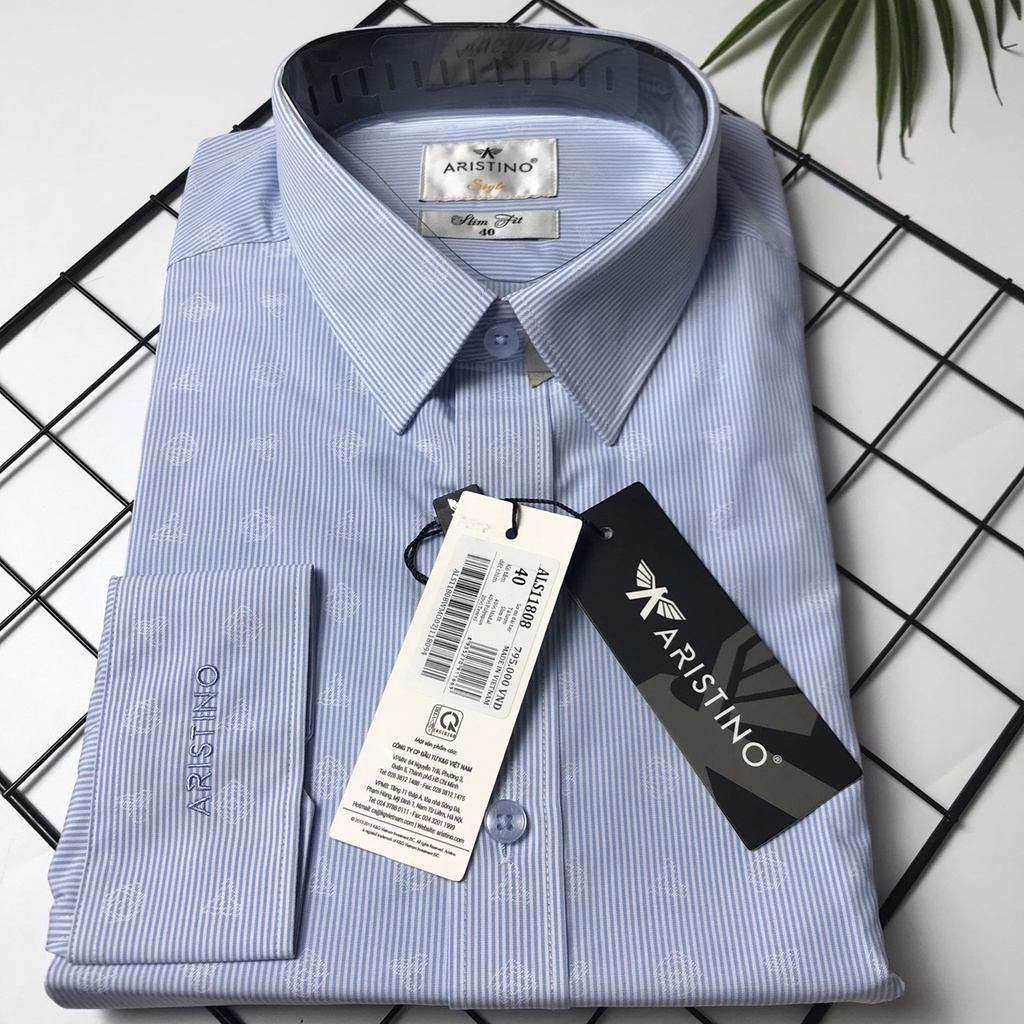 Áo sơ mi nam công sở dài tay ARISTINO sợi sồi dáng ôm Als11808