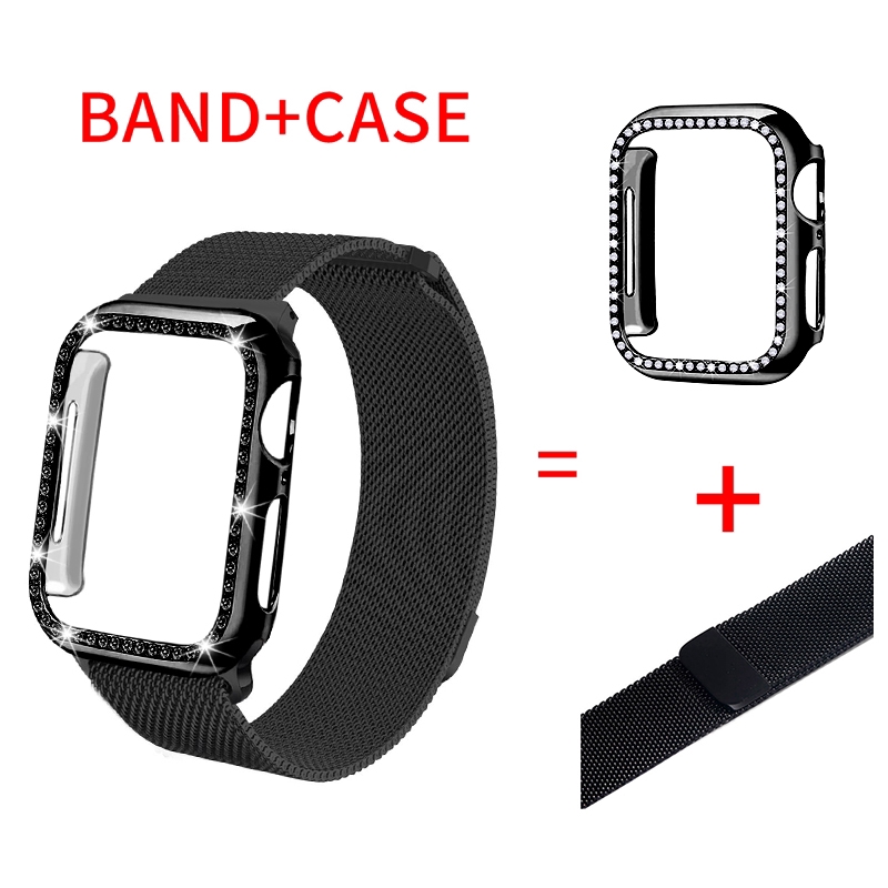 Dây Đeo + Vỏ Bảo Vệ Inox Milanese Cho Đồng Hồ Thông Minh Apple Watch 7 41mm 45mm 40mm 44mm 42mm 38mm