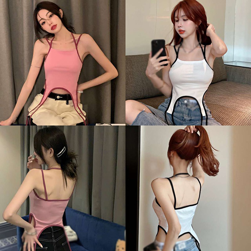 Áo Hai Dây Lệch Tà Phong Cách Hàn Quốc Thời Trang Mùa Hè Quyến Rũ Cho Nữ