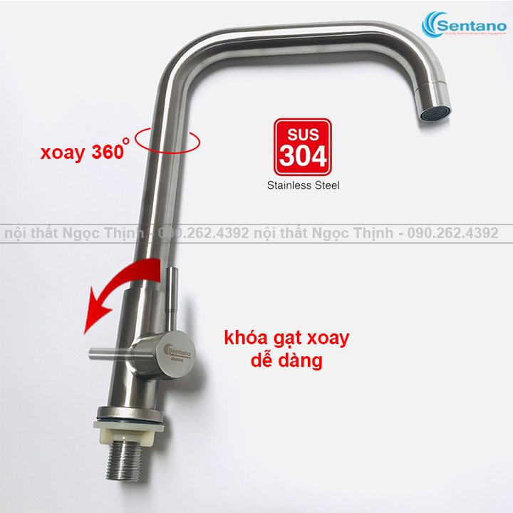 Vòi rửa chén lạnh vuông STN-502 xoay 360 gắn vừa với mọi chậu rửa chén ( F24 )