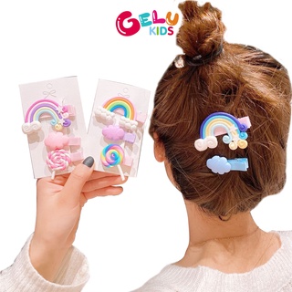 Set kẹp tóc bé gái GELU KIDS họa tiết cầu vồng nhiều sắc màu dễ thương -PK101