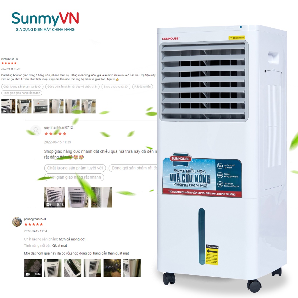 Quạt Điều Hòa Hơi Nước Sunhouse SHD7721 Làm Mát Và Sạch Không Khí
