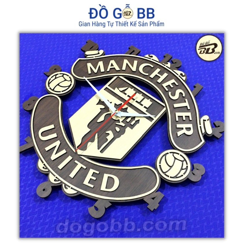 Đồng Hồ Bóng Đá Logo Clb MU Manchester United Treo Tường Gỗ Bền Rẻ Đẹp - Đồ Gỗ BB