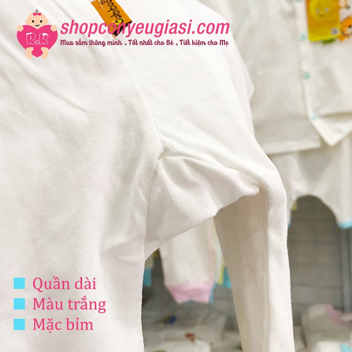 Quần Dài Trắng Mặc Bỉm Sơ Sinh Babiboo In Ép Nhiệt - 100% Cotton