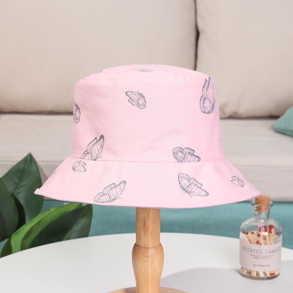 Nón Tai Bèo Vải Cotton Hai Mặt Họa Tiết Bướm Thời Trang Có Thể Gấp Gọn