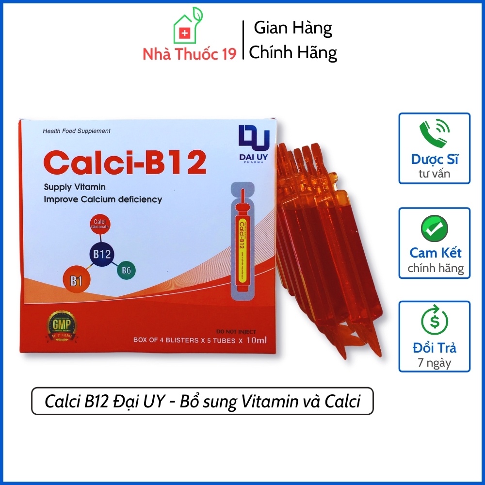 Calci B12 Hộp 20 Ống 10ml Bổ Sung Vitamin Cải Thiện Tình Trạng Thiếu Calci Bồi Bổ Cơ Thể