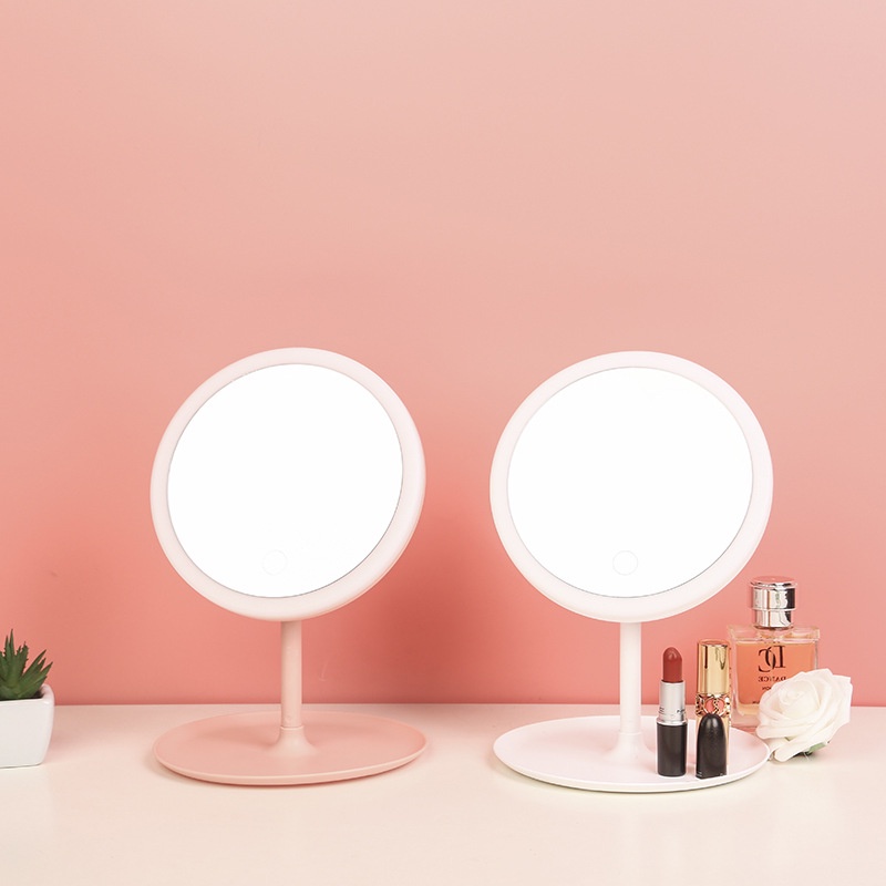 Gương Trang Điểm Có Đèn Led Cảm Ứng 3 Chế Độ Ánh Sáng Hàng nhập khẩu, Gương MakeUp Tròn Hai Màu Trắng Và Hồng Phấn | BigBuy360 - bigbuy360.vn