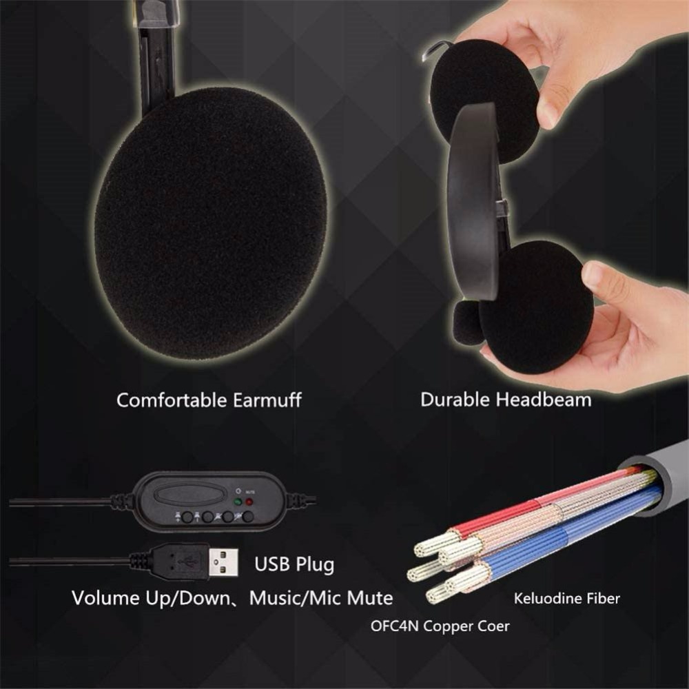 Tai Nghe Usb Kèm Mic Chống Ồn Tiện Dụng Cho Pc / Laptop / Mac / School / Kids