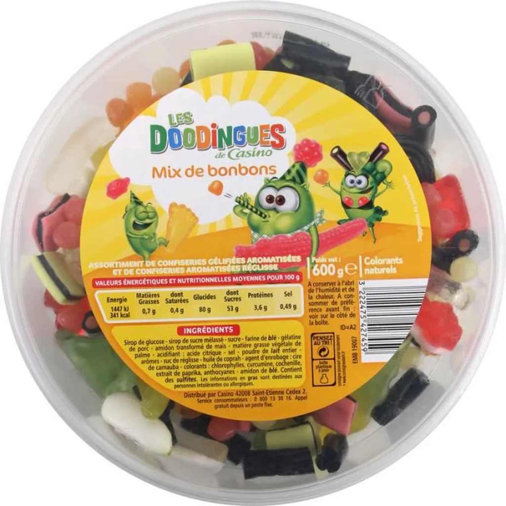 Kẹo Dẻo Hỗn Hợp Casino 600g - Casino Les Doodingues Mix de Bonbons 600g