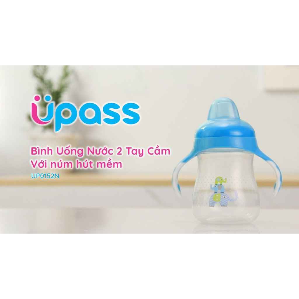 Bình tâp uống nước Upass có 2 tay cầm và đầu hút mềm 250ml UP0152N