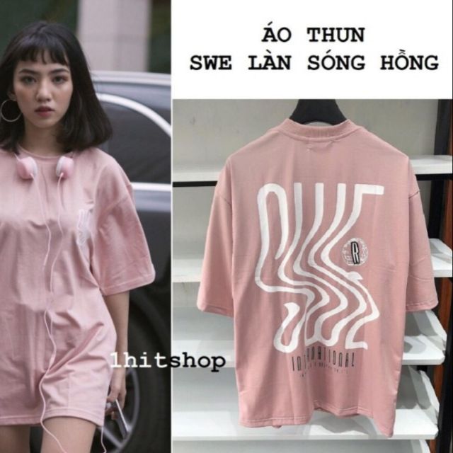 (KÈM ẢNH THẬT) Áo thun SWE làn sóng hồng