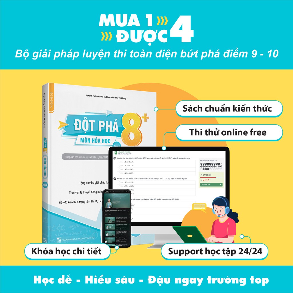 Sách - Đột phá 8+ môn Hóa học tập 2 (Phiên bản mới) - Chính hãng CCbook