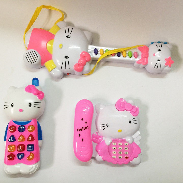 Bộ Đồ Chơi Đàn Hello Kitty Gồm 3 Chiếc Khác Biệt, Màu Hồng Đặc Trưng, Phát Nhạc Vui Nhộn