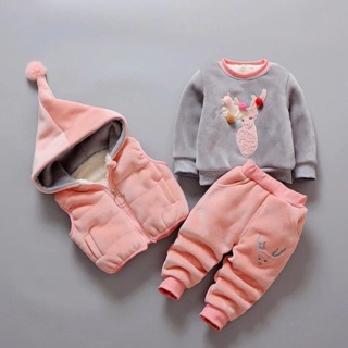 Bộ quần áo nỉ lót lông cho bé 1-5 tuổi