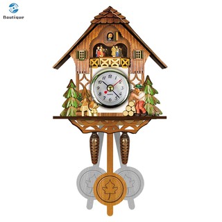 Đồng hồ treo tường có chuông báo thức bằng gỗ